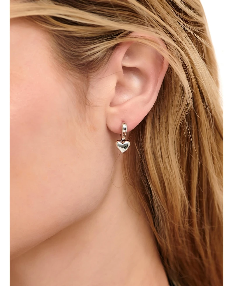 Devata Sweet Heart Huggie Hoop Earrings in Sterling Silver