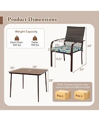 Gymax 5 Pcs Patio Dining Set w/ Wood-Plastic Tabletop & Umbrella Hole for Backyard