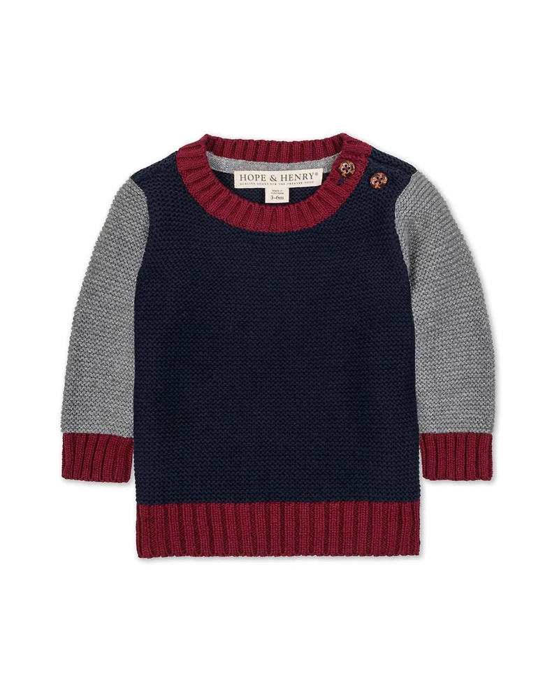 Hope & Henry Baby Boys' Organic Long Sleeve Crewneck Pullover Sweater