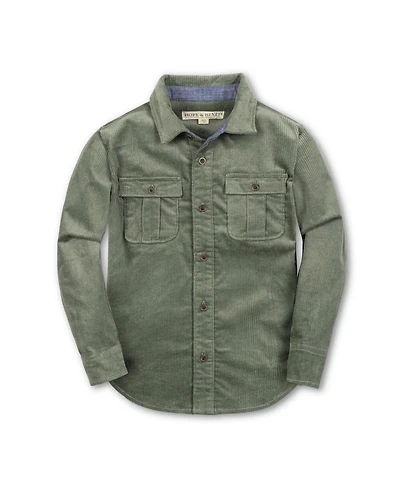 Hope & Henry Little and Big Boys' Organic Long Sleeve Corduroy Flap Pocket Button Down Shirt