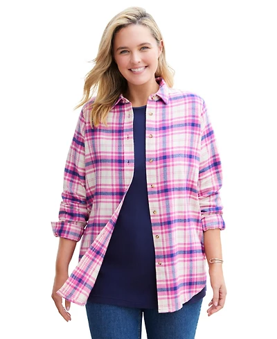 Woman Within Plus Classic Flannel Shirt