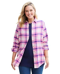Woman Within Plus Classic Flannel Shirt