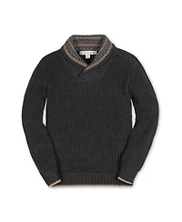 Hope & Henry Boys Organic Long Sleeve Shawl Collar Sweater with Intarsia Detail