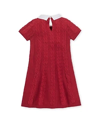Hope & Henry Toddler Girls Organic Short Sleeve Cable Sweater Dress with Collar