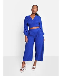 Rebdolls Women's Textured Flare Sleeve Wrap Top