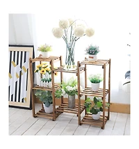 Unho Multi-Tier Wood Plant Stand Rack 10 Pot Flower Display Shelf
