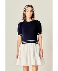 English Factory Women's Mixed Media Mini Dress