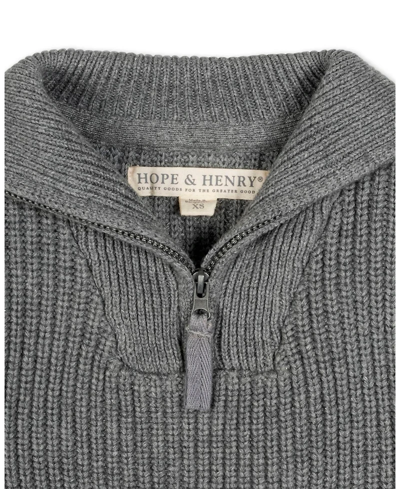 Hope & Henry Little and Big Boys' Organic Rib Knit Half Zip Pullover Sweater
