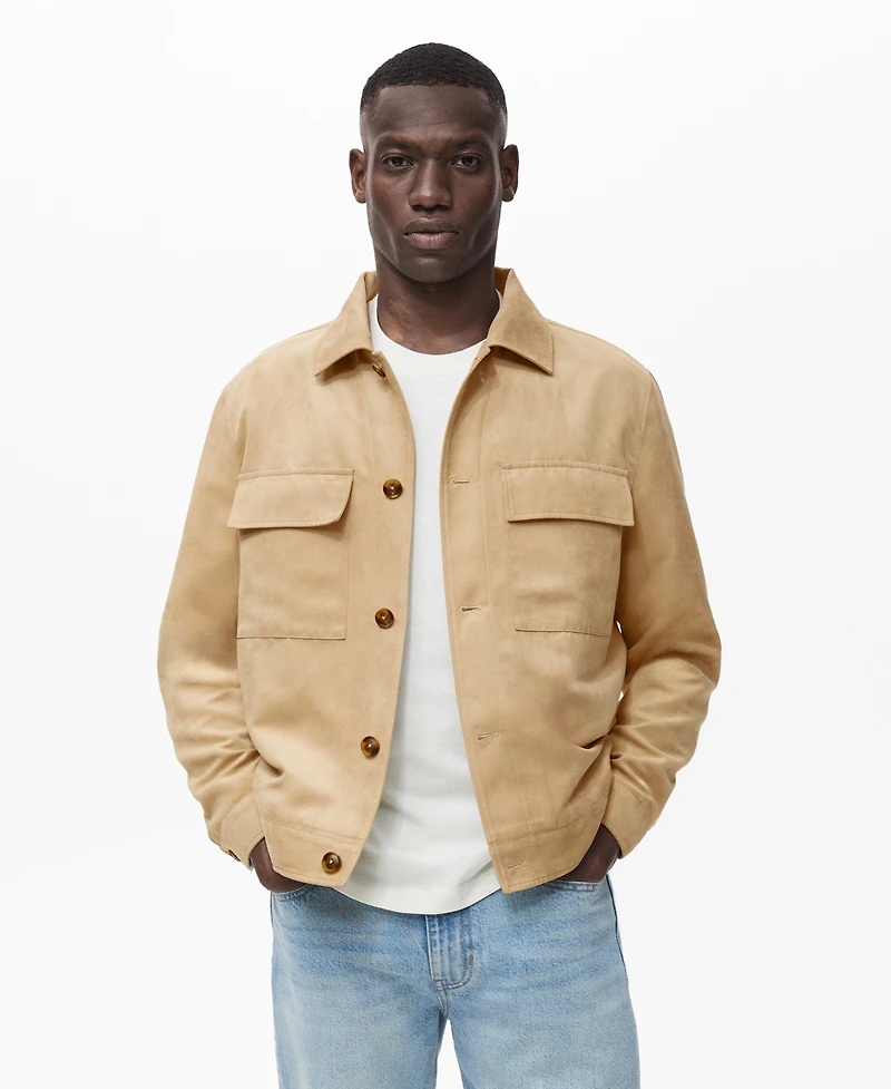 Mango Men's Suede Leather-Effect Overshirt