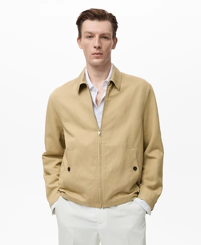 Mango Men's Zipper Linen Jacket