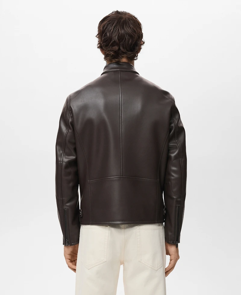 Mango Men's Zip-Up Leather-Effect Jacket