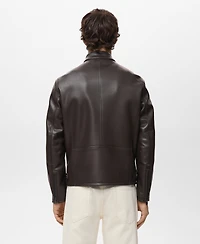 Mango Men's Zip-Up Leather-Effect Jacket