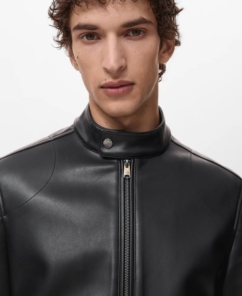 Mango Men's Zip-Up Leather-Effect Jacket