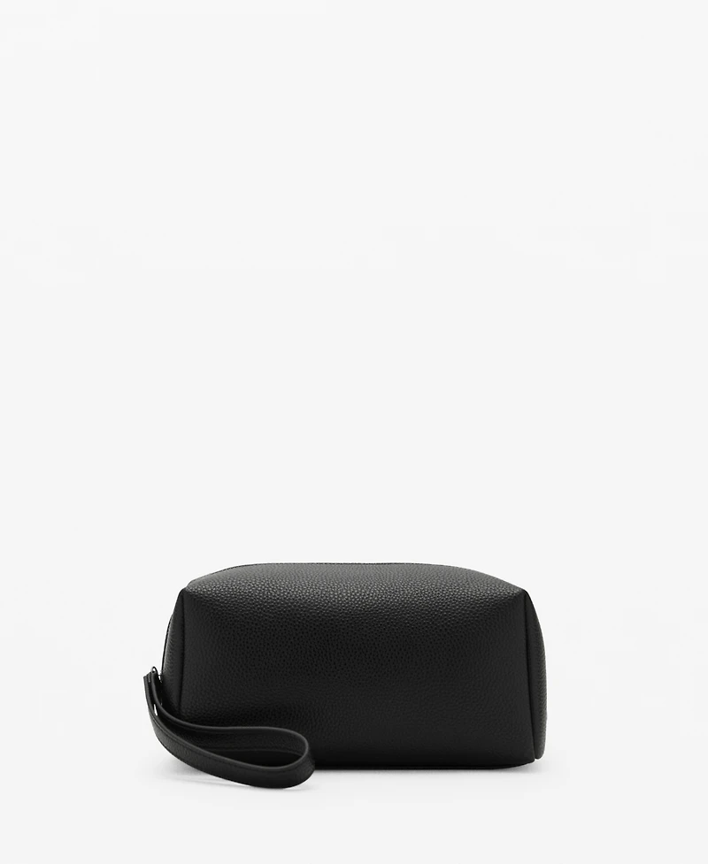 Mango Men's Contrast-Strap Pebbled Cosmetic Bag