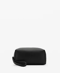 Mango Men's Contrast-Strap Pebbled Cosmetic Bag