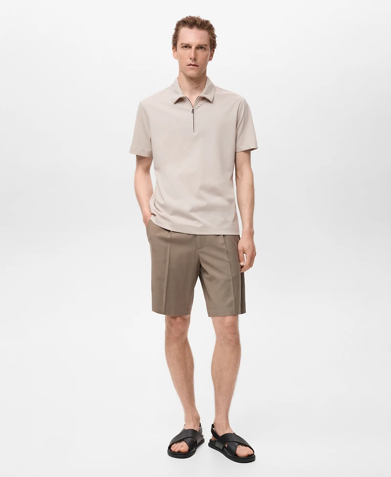 Mango Men's Zip Neck Polo Shirt