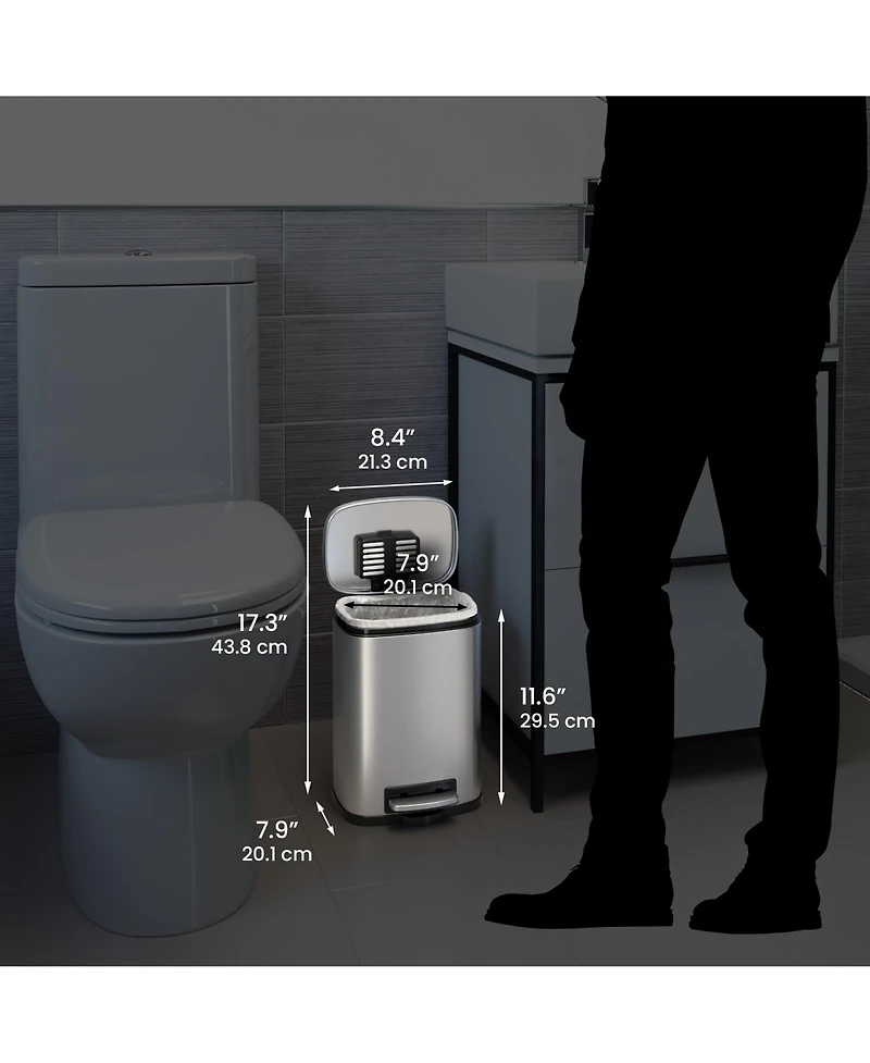 iTouchless 1.32 Gallon / 5 Liter Stainless Steel Soft Step Trash Can with Odor Filter