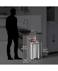 iTouchless 13 Gallon / 50 Liter SoftStep Stainless Steel Bathroom Trash Can with Odor Filter