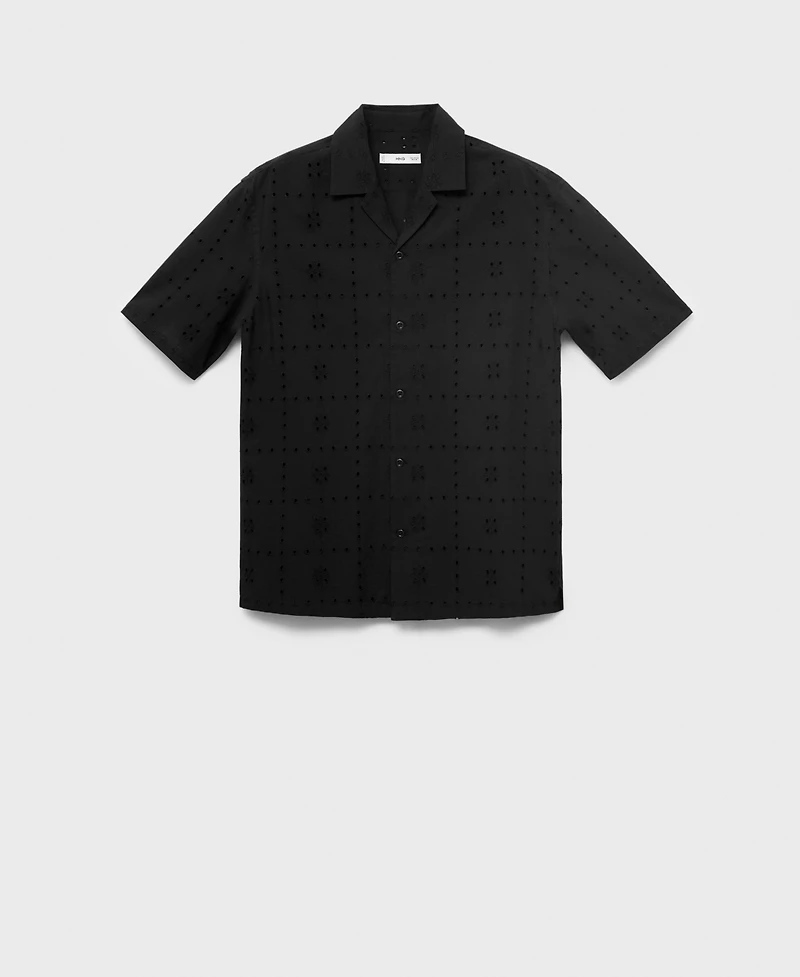 Mango Men's Embroidered Eyelet Details Shirt