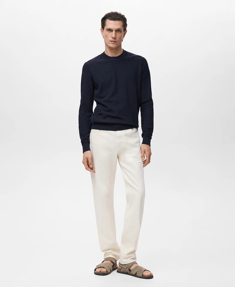 Mango Men's Microstructure Cotton Knitted Sweater