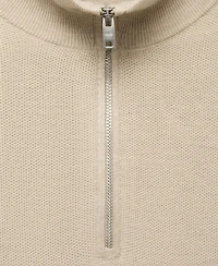 Mango Men's Zipper Collar Microstructure Sweater