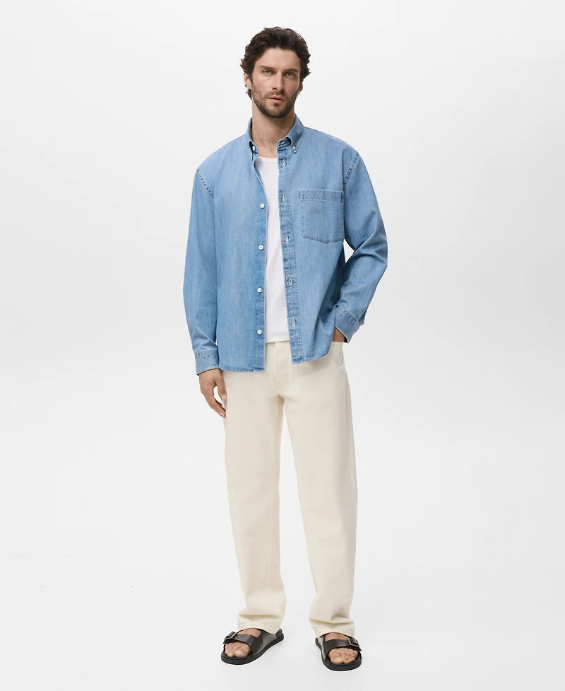 Mango Men's Denim Pocket Overshirt