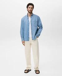 Mango Men's Denim Pocket Overshirt