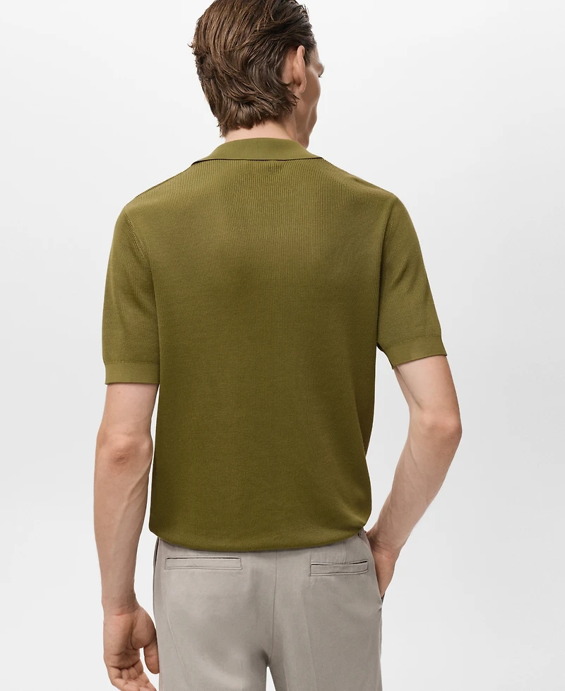 Mango Men's Fine-Knit Cotton Polo Shirt
