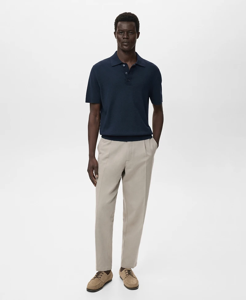 Mango Men's Cotton Knitted Polo Shirt