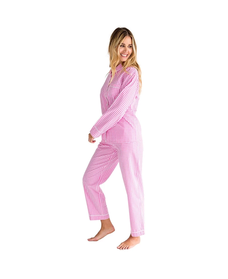 Sant and Abel Women's Hepburn Gingham Pink Long Pj Set