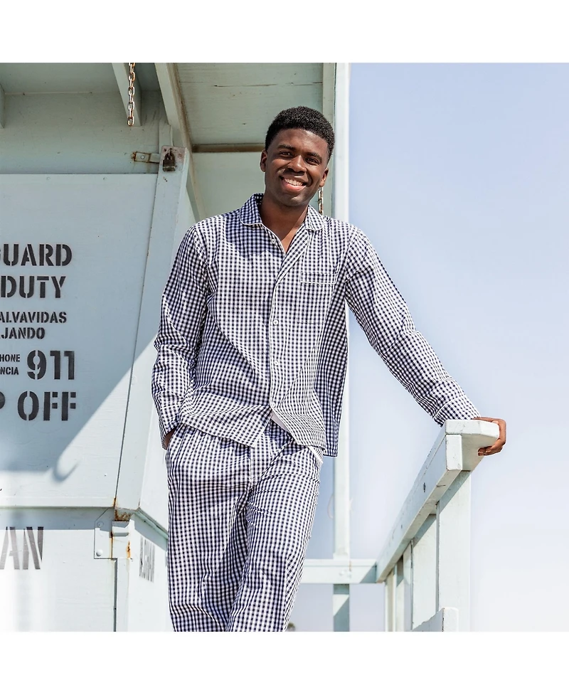 Sant and Abel Men's Hepburn Gingham Navy Long Pj Set