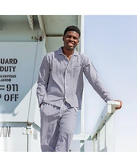 Sant and Abel Men's Hepburn Gingham Navy Long Pj Set