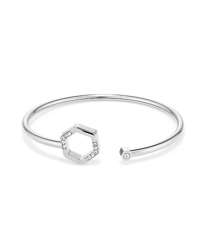 Olivia Burton Crystal Honeycomb Silver Tone Stainless Steel Bangle Bracelet