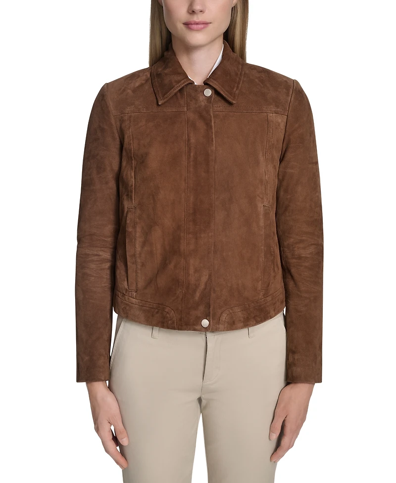 Cole Haan Women's Zip Front Suede Jacket