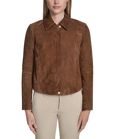 Cole Haan Women's Zip Front Suede Jacket