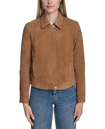 Cole Haan Women's Zip Front Suede Jacket