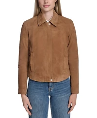 Cole Haan Women's Zip Front Suede Jacket