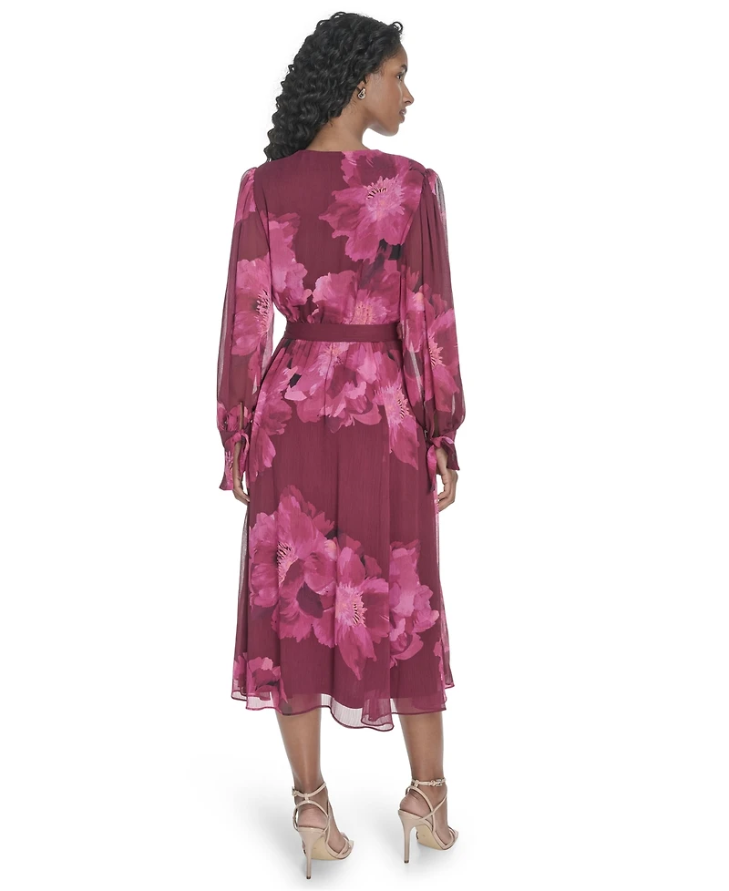 Calvin Klein Women's Tie-Sleeve Midi Dress