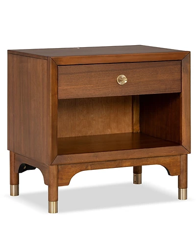 Furniture of America Forma 26" Solid Wood 1-Drawer Nightstand with Led Light and Usb Ports