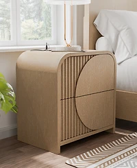 Furniture of America Adrienne 26.5" Solid Wood 2-Drawer Nightstand with Usb Ports