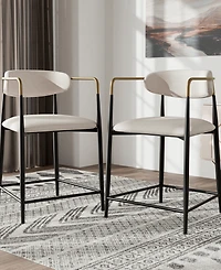 Furniture of America 2-Pc. Darcy Metal Upholstered Counter Height Chair Set
