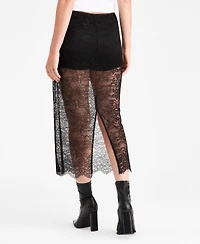 Bar Iii Women's Sheer Lace Midi Skirt, Macy's Exclusive