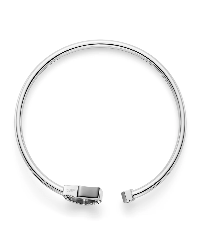 Olivia Burton Crystal Honeycomb Silver Tone Stainless Steel Bangle Bracelet