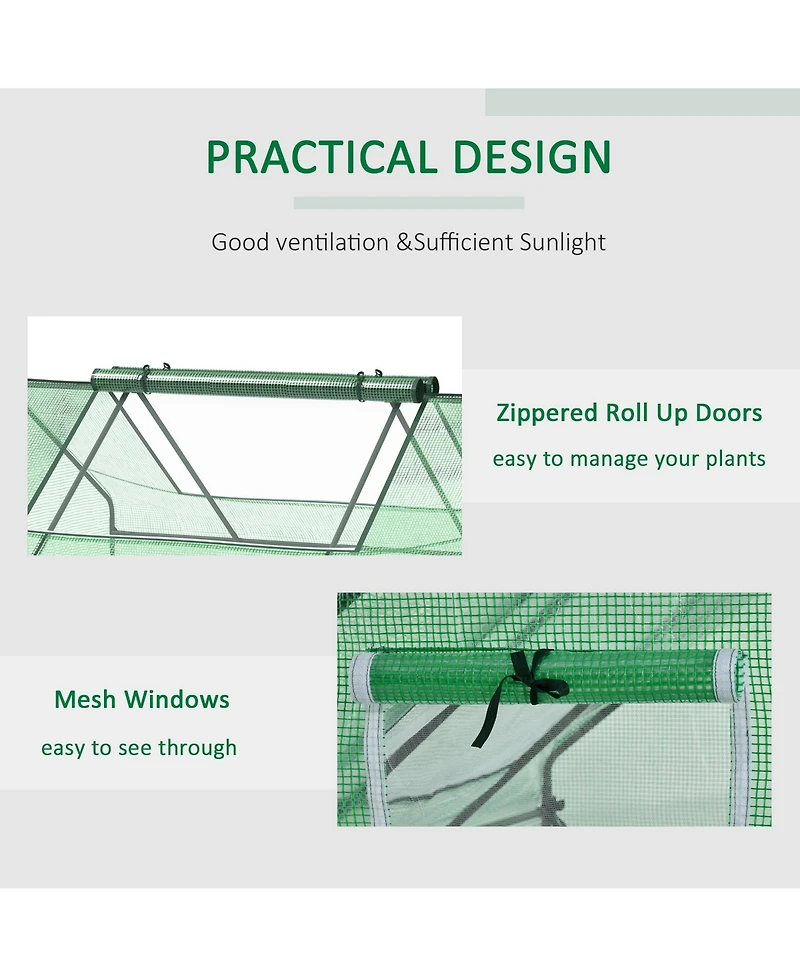Mini Tunnel house, Garden Planting Shed w/ Zipper Windows, Door,