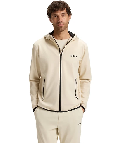 Boss by Hugo Men's Active Stretch-Gabardine Zip-Up Hoodie