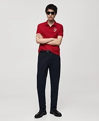 Mango Men's Embroidered Graphic Cotton Polo Shirt