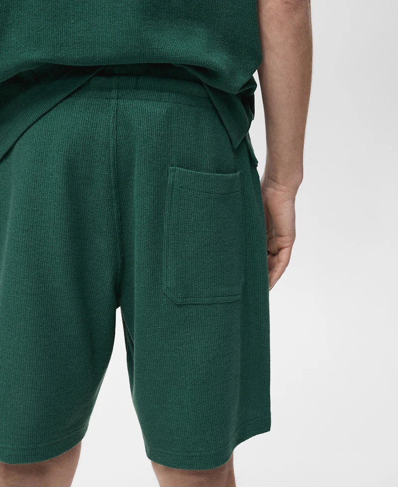 Mango Men's Textured Cotton 7.95" Bermuda Shorts