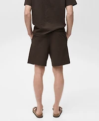 Mango Men's Drawstring Seersucker 5.47" Shorts