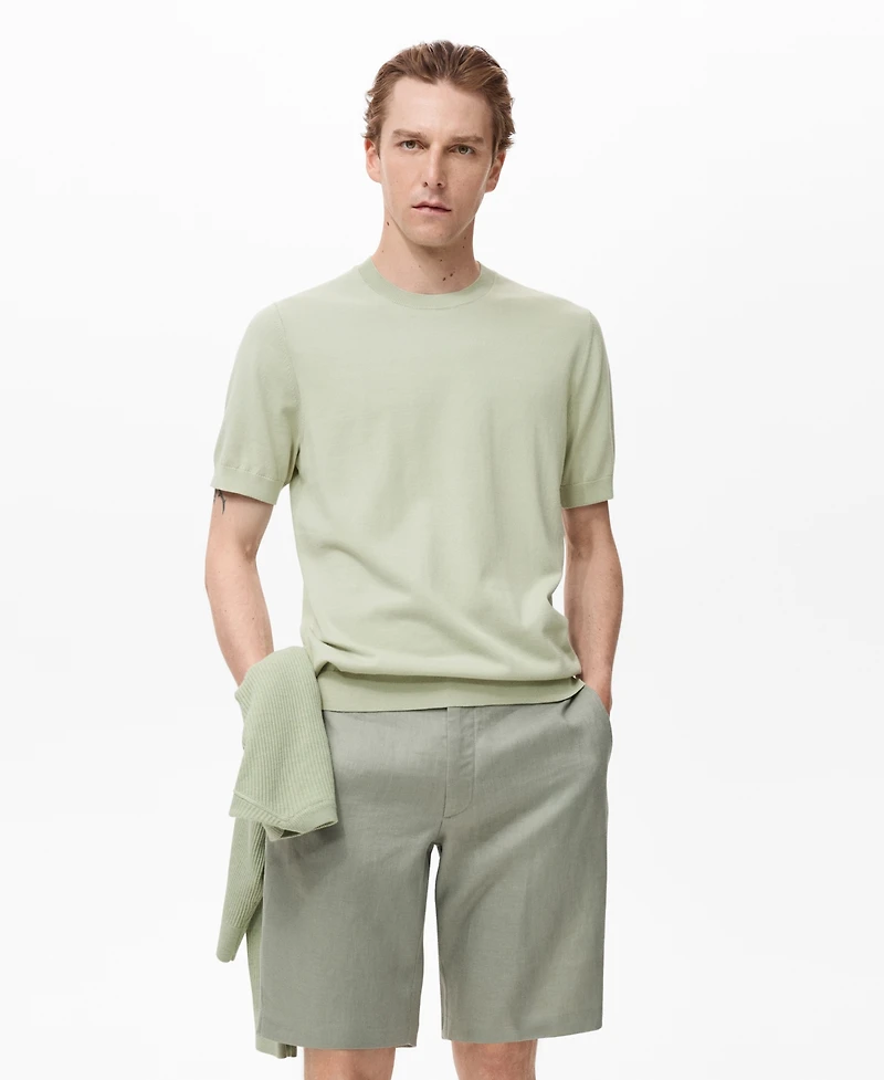 Mango Men's Cotton Fine-Knit T-Shirt