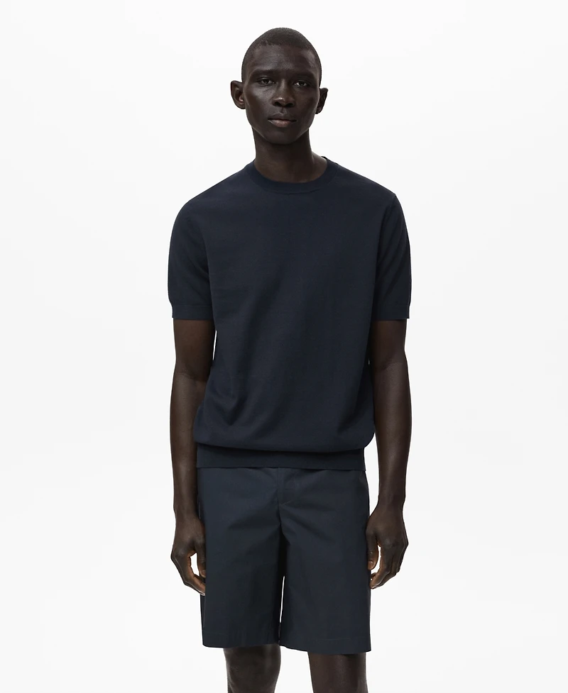 Mango Men's Cotton Fine-Knit T-Shirt